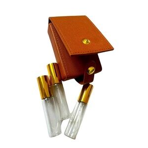 Light Brown Perfume Case with 3 Glass Spritz Bottles**